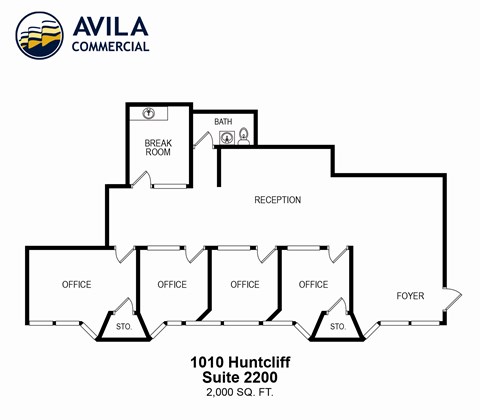 Floor plan for studio, 2000 sqft